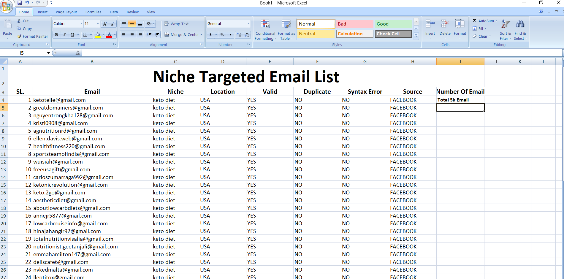 I will collect 5000 niche targeted bulk email list for your email marketing
