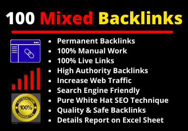 100 Mixed Backlinks High Authority Permanent Natural High Quality Link Building Rank Your Website