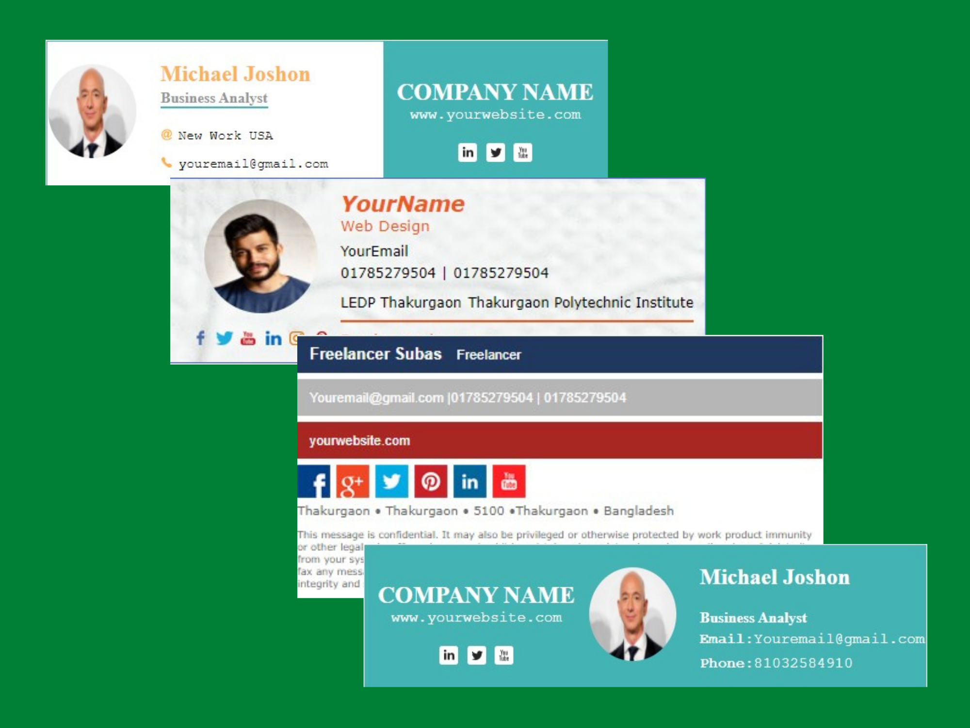 I will create a professional clickable design HTML email signature