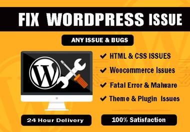 Fix wordpress issues,404 error, bug,css,theme,plugin and any wordpress problem