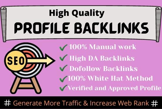 I will do 70 high DA do-follow profile backlinks manually for SEO ranking