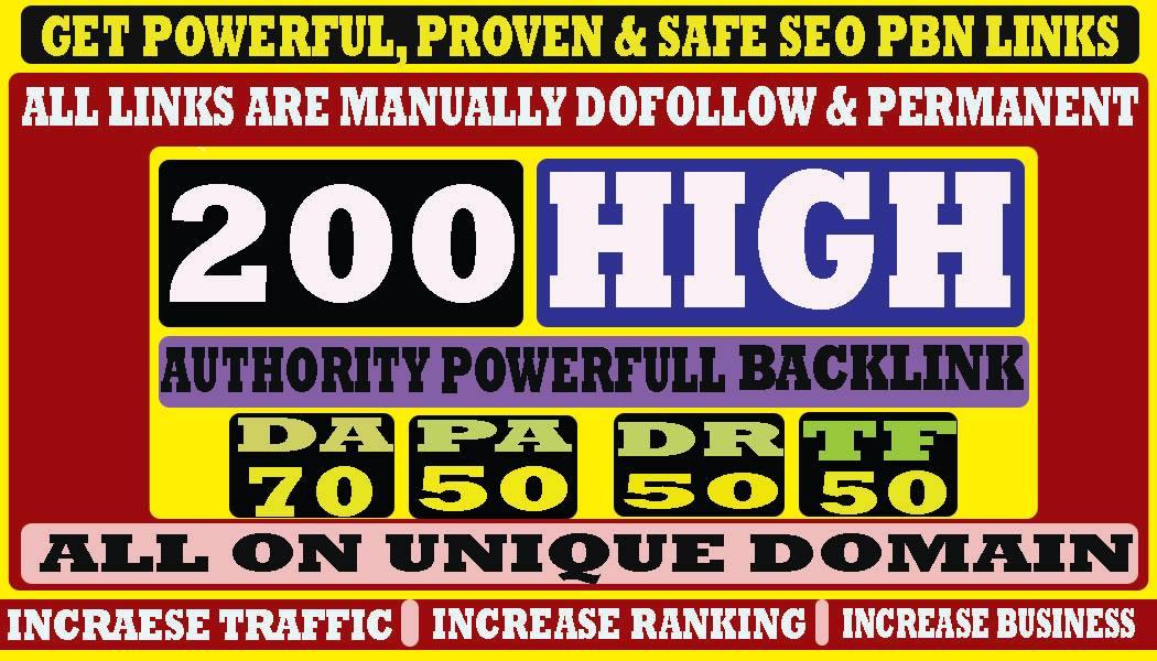 build 200+ Permanent Web2.0 Backlink with High DA/PA/TF/CF On your homepage with unique website
