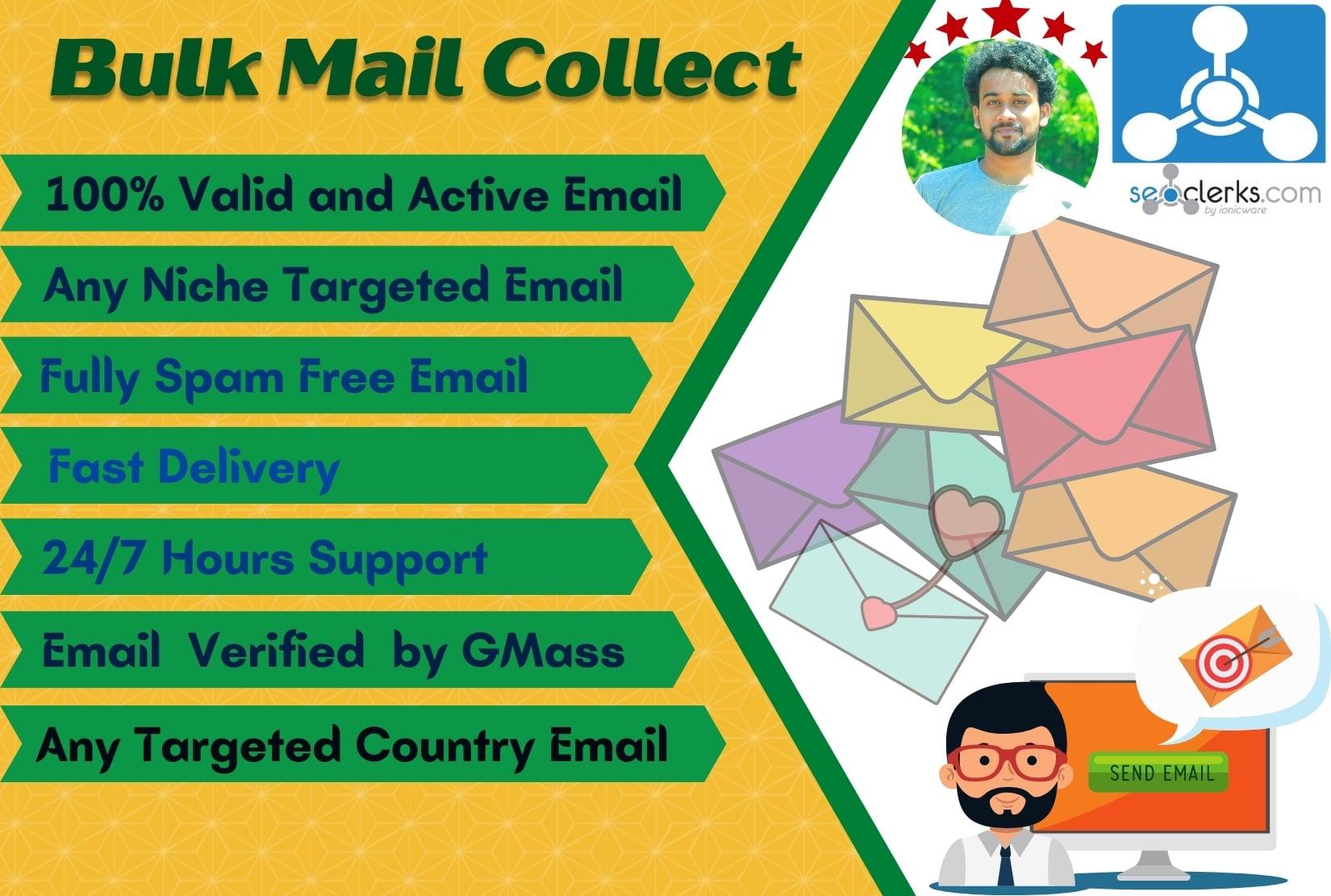 I will send 5k Active and Niche targeted Bulk email list for Email Marketing