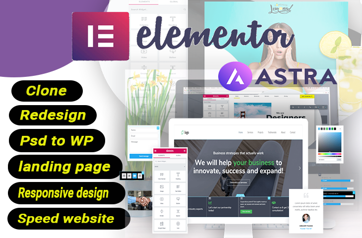  create modern, responsive wordpress website with elementor pro