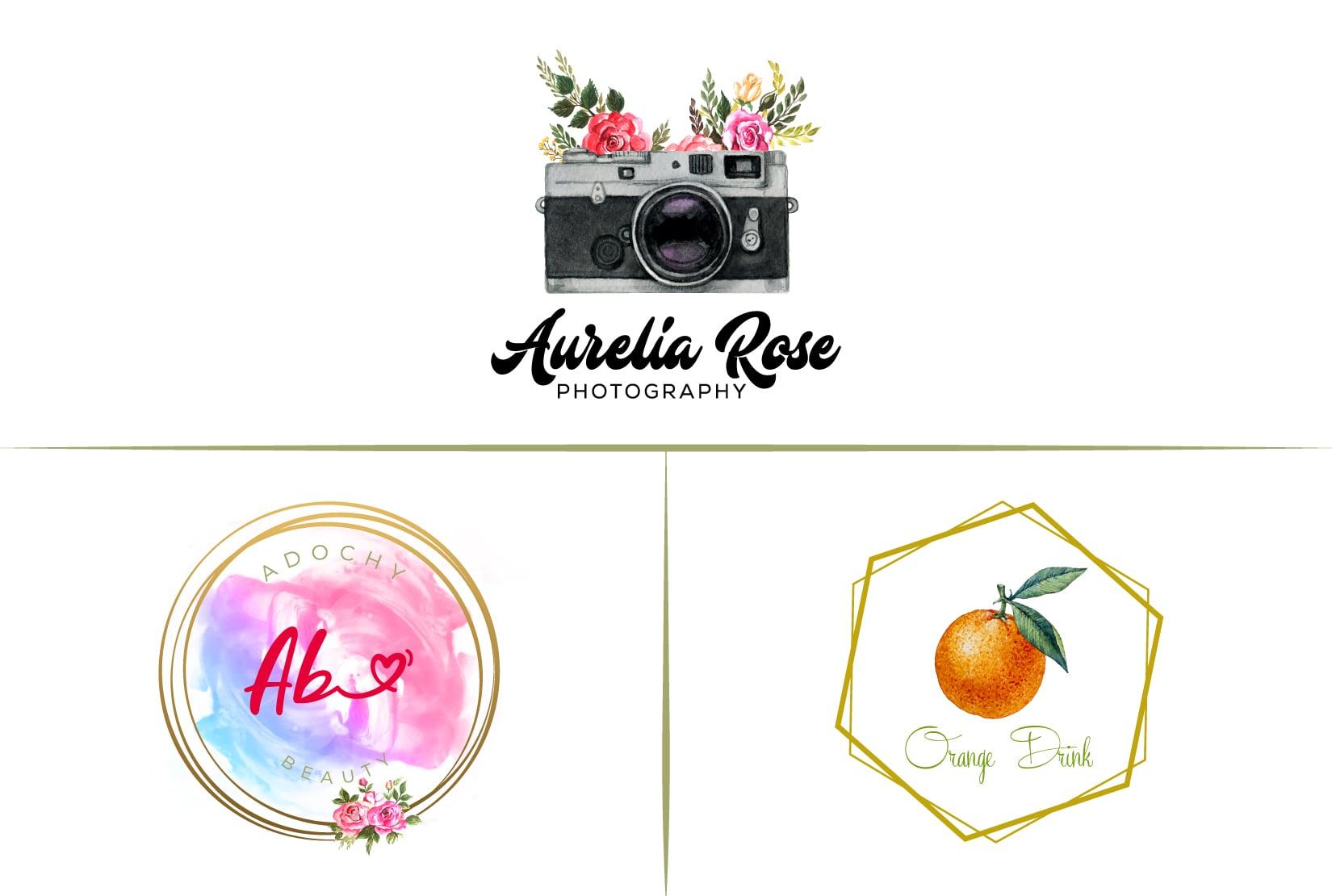 I will design feminine watercolor logo for your brand in 24 hours 