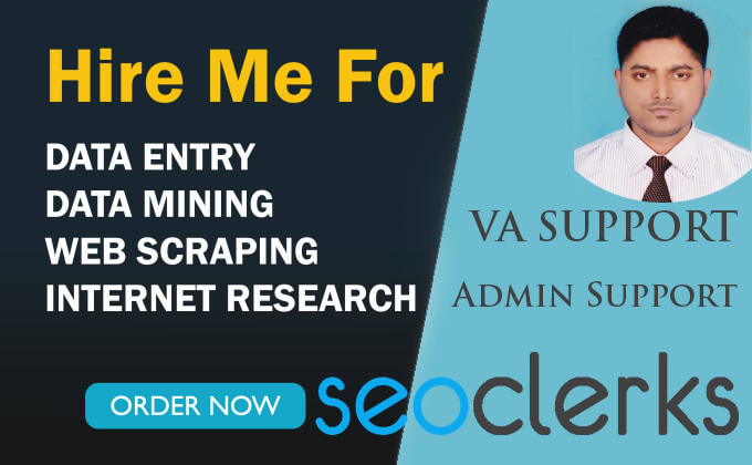 I will do data entry work and internet research for you