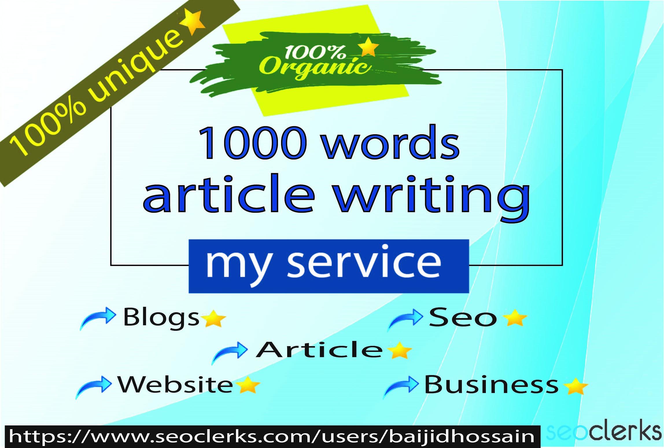 I will write article with 1000+ unique words 