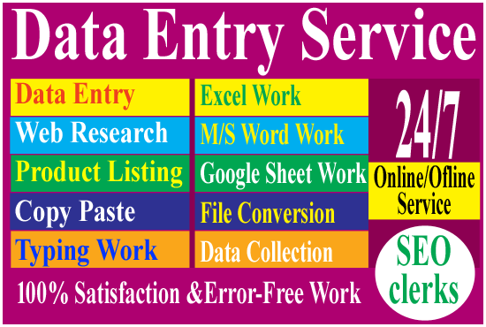 I will provide data entry, copy paste and excel data entry work for you