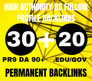  I will manually create 30 pr9 profile backlinks+20 EdU/gov backlinks from HQ websites 