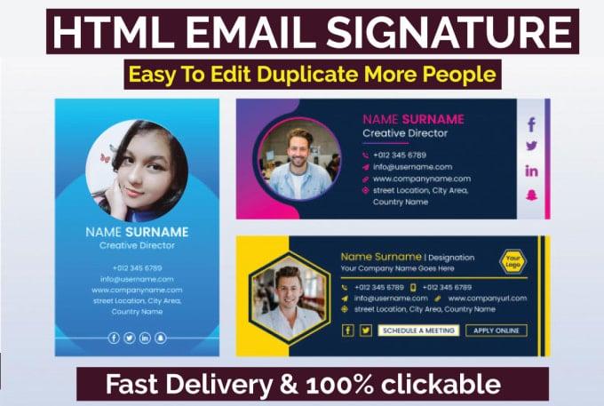 I will design clickable HTML email signature for iphone, outlook and gmail