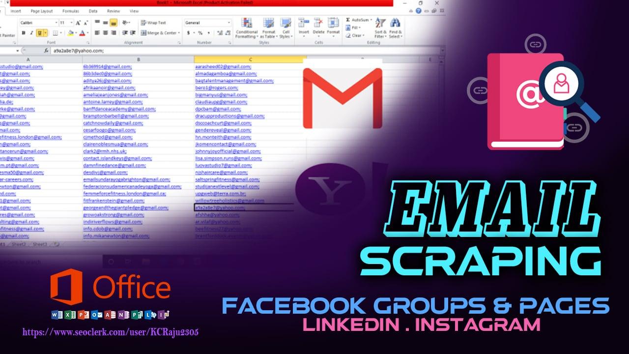 Emails scraping from Social Media Groups & Pages 