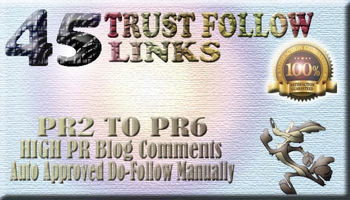 I will do 45 manual trust follow do follow backlinks
