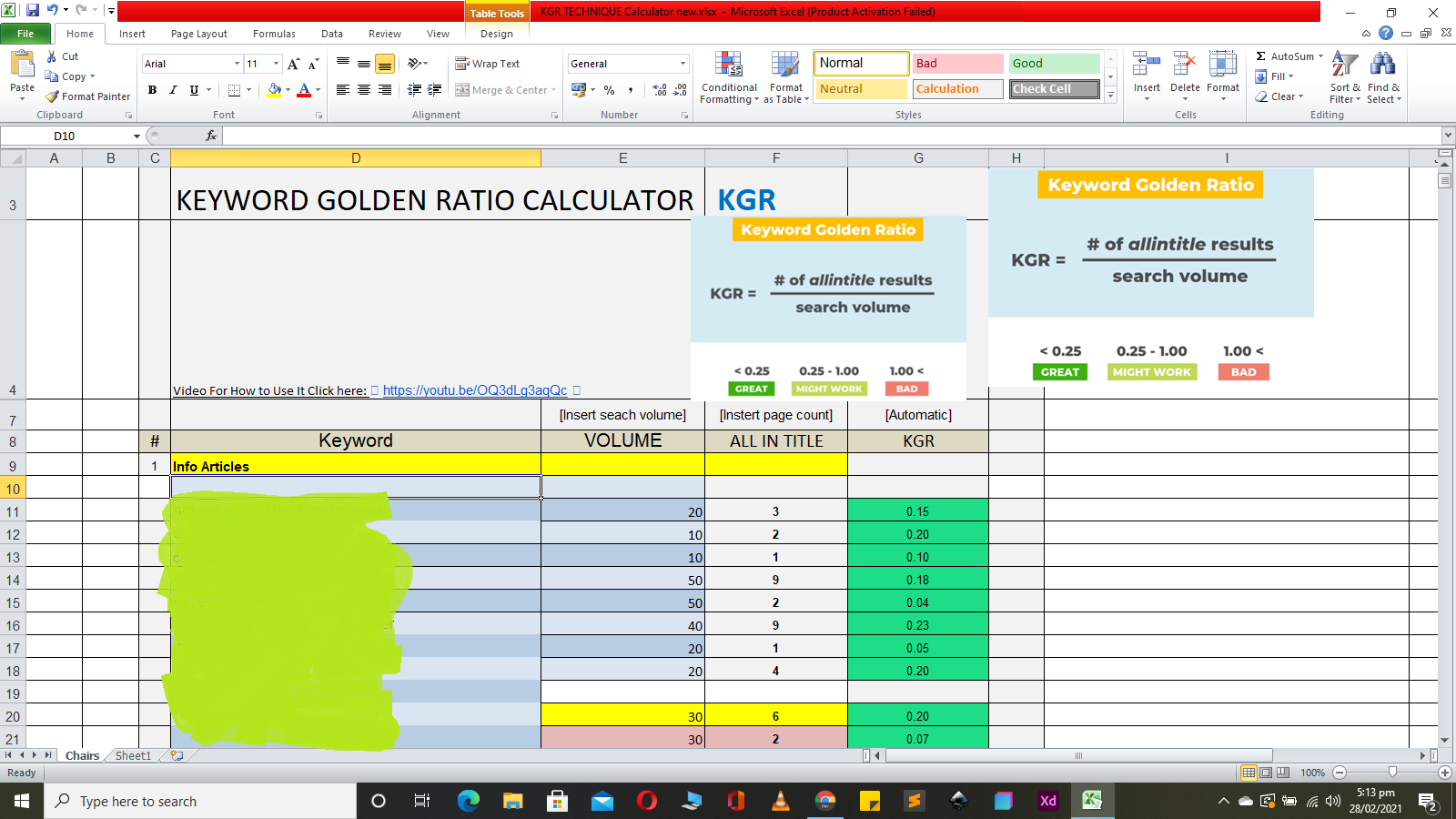 I will do kgr keyword research for blog site or amazon affiliate site seo