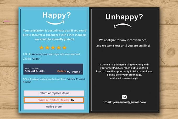 I will design amazon thank you card, product insert, package insert