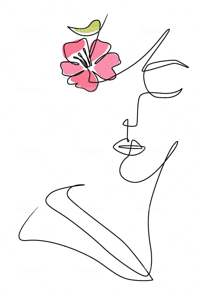 I will draw one continuous line art style