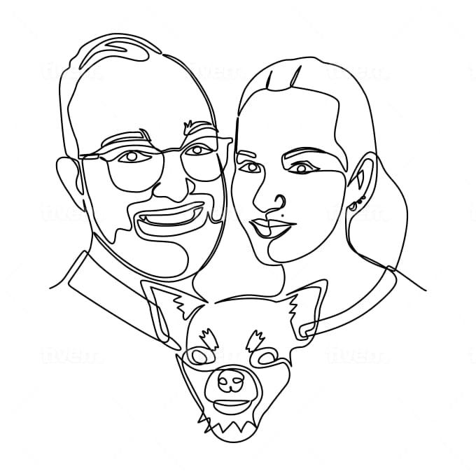 I will draw one continuous line art style