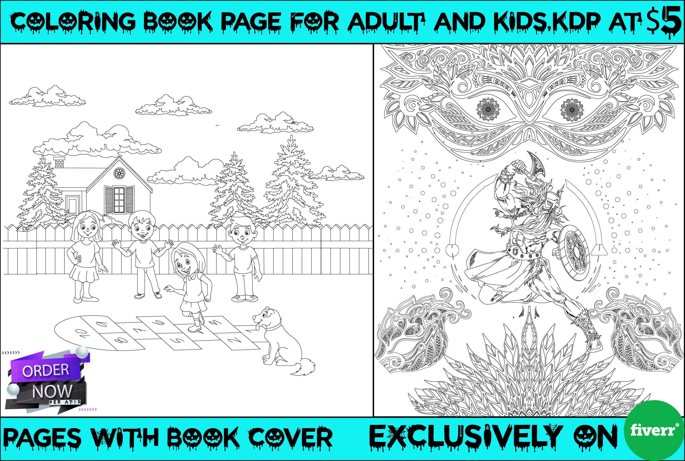 I will do coloring book page for children and adult