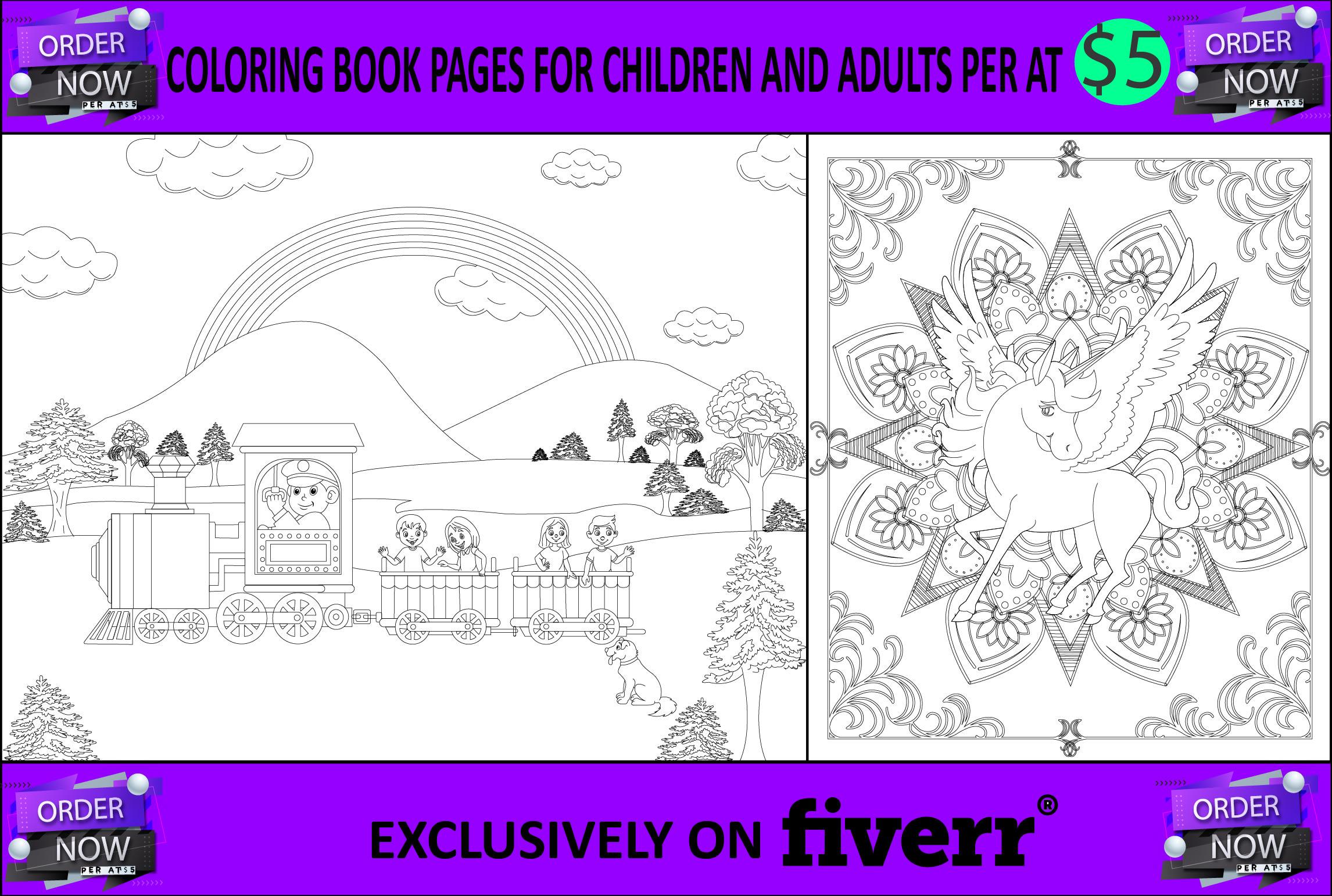 I will do coloring book page for children and adult