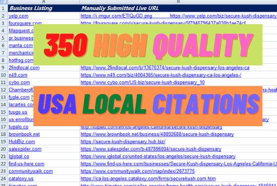 I will add you business on top USA local citations and directories