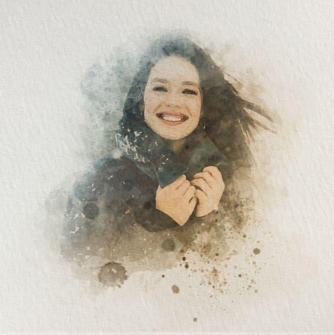 I will do watercolor portrait painting