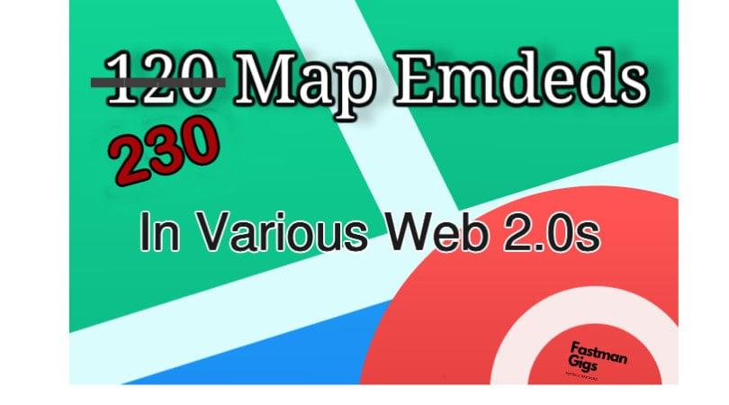 I will embed map using iframes 230 embeds, schema is extra