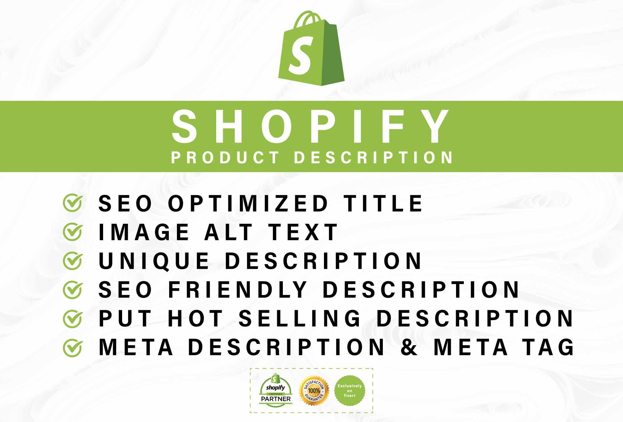 Add seo product titles and write description for shopify
