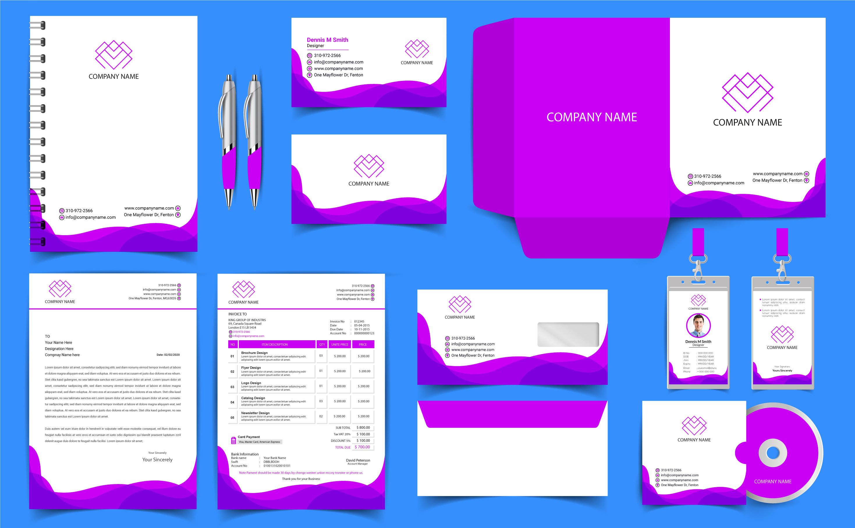 I will create a business card, letterhead, stationery design