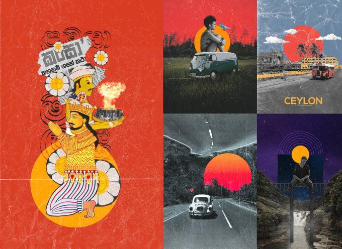 I will design creative retro digital collage art