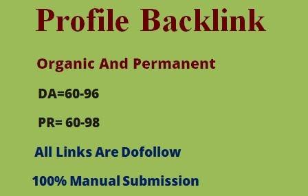 20 profile backlink on high authority sites as link building in off page seo Manually