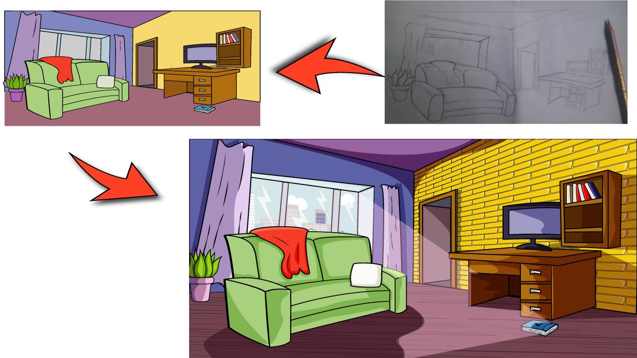 I will create a cartoon background 2d for a game or 2d animation