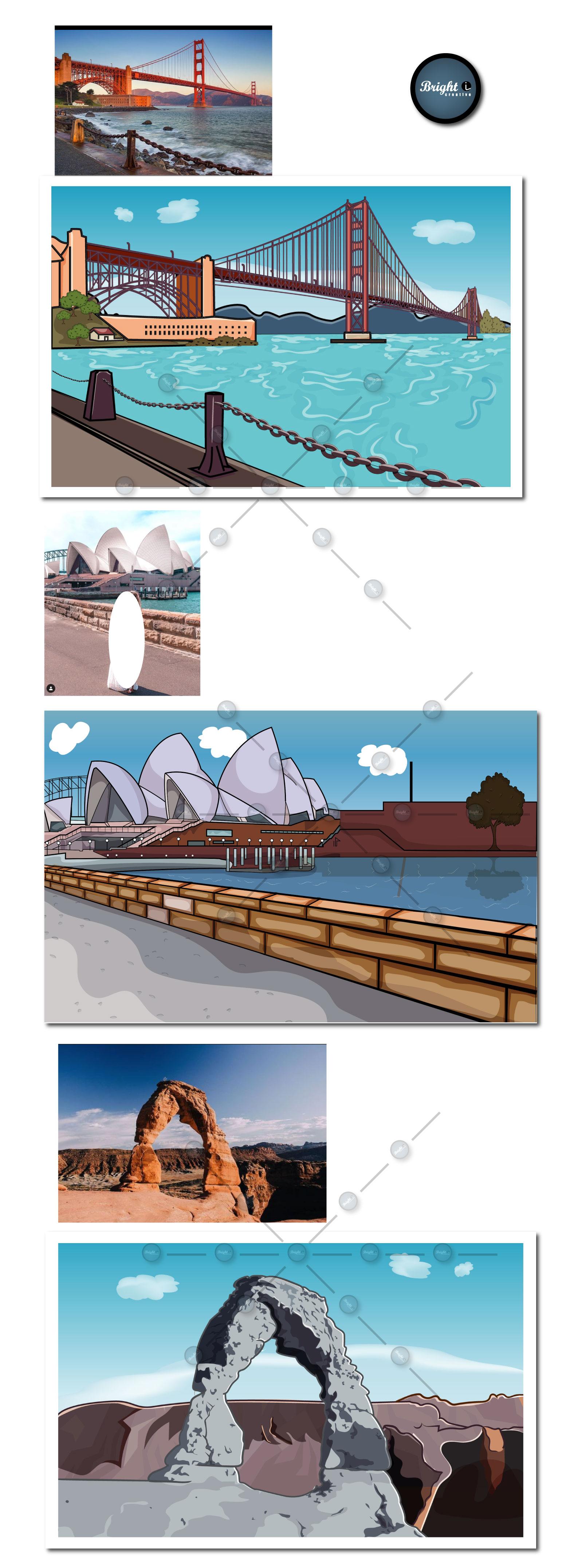 draw colorful 2d background art illustration cartoon vector tracing