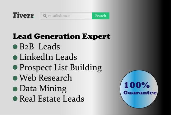 I will do b2b lead generation,Email list and Web research for your targeted business