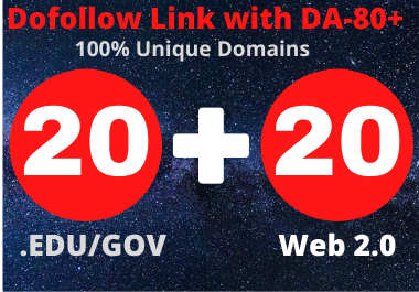 24 hours Delivery 20 EDU/GOV +20 Web 2.0 Dofollow high authority backlinks 