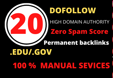 Just 24 hours Delivery 20 Edu/Gov with high authority safe link building SEO backlinks for $1