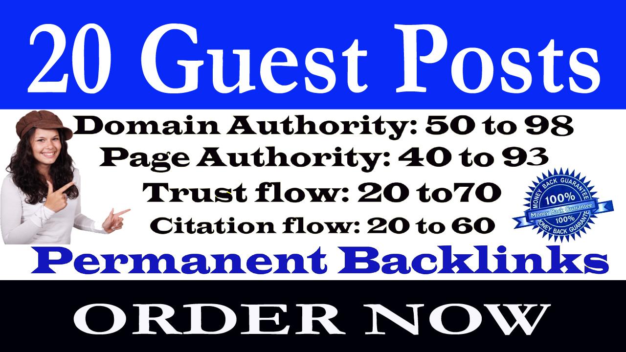 Write And Publish 20 Guest Posts on High PR Rank your website