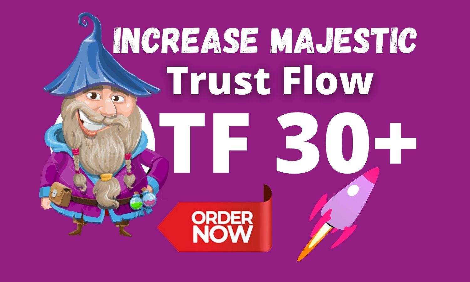 I will increase majestic trust flow ranking TF 30 with Quality Backlinks TF CF DA DR UR
