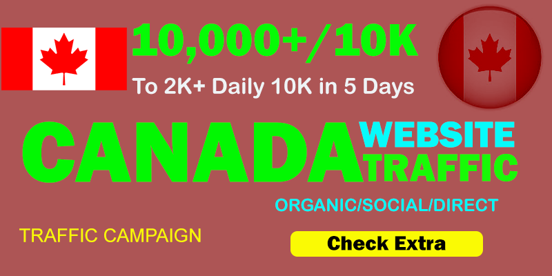 10,000 CANADA TARGETED Organic Web Traffic to your website