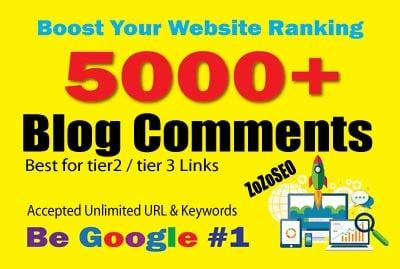 5,000 Blog Comments SEO Backlinks For Youtube, Website, Blog, Social Profile etc..