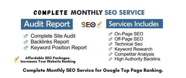 Ranking on 1st Page - Monthly SEO Service with HQ Authority Backlink - Affordable SEO Packages