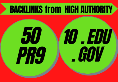 50 PR9 & 10 .Edu /.Gov High Authority social profile backlinks 