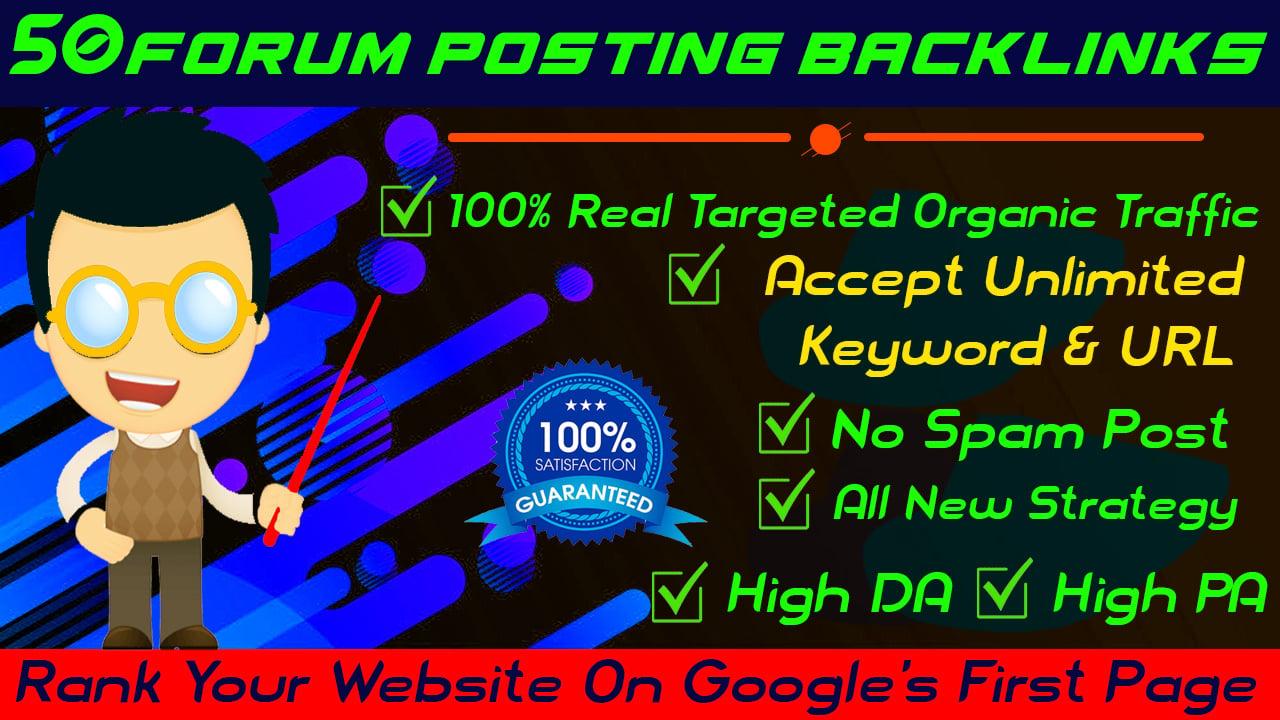 I will create 50 unique quality forum posting dofollow SEO backlinks