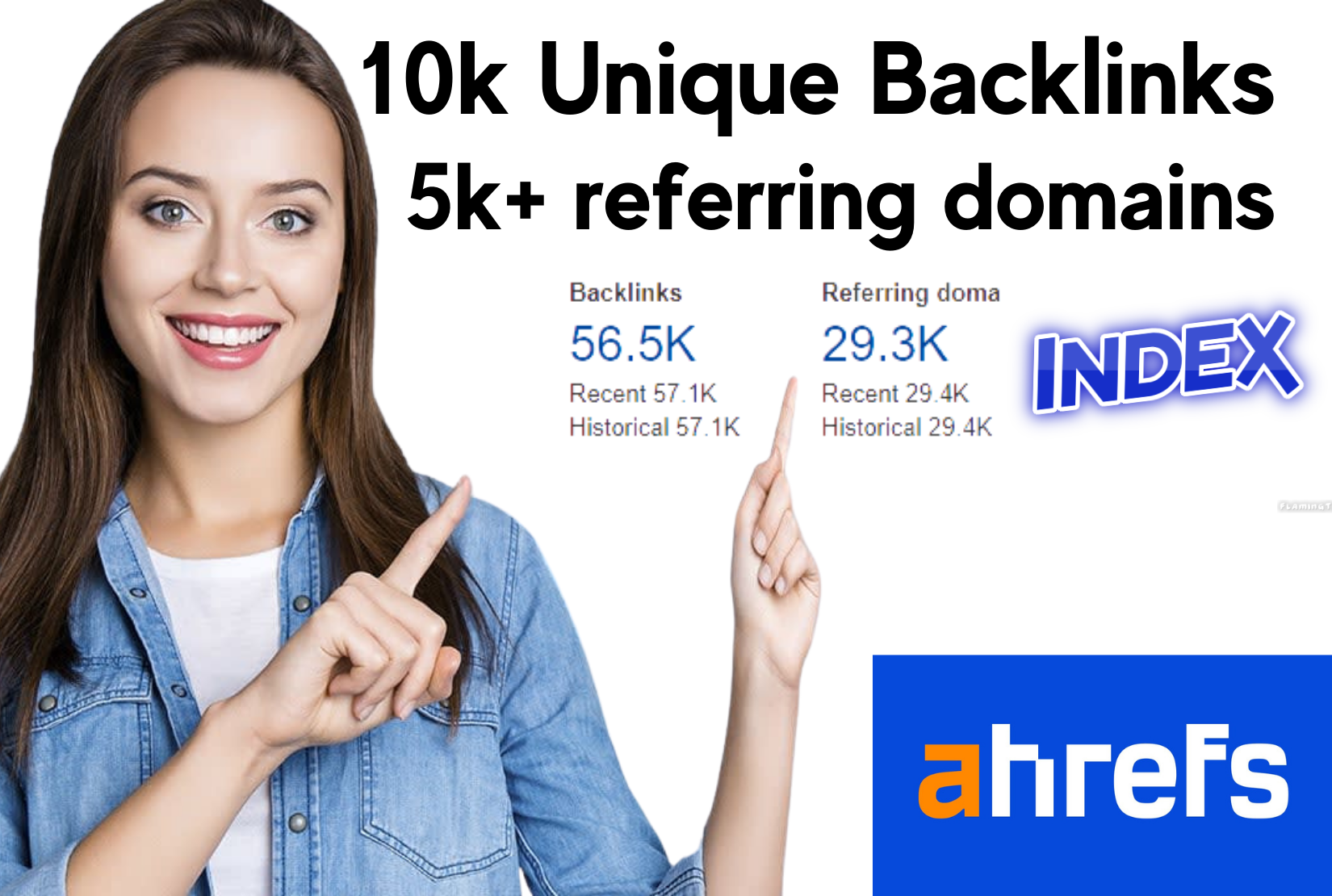 I will manually build 10k redirect unique backlinks plus 5k referring domains on ahref with indexing