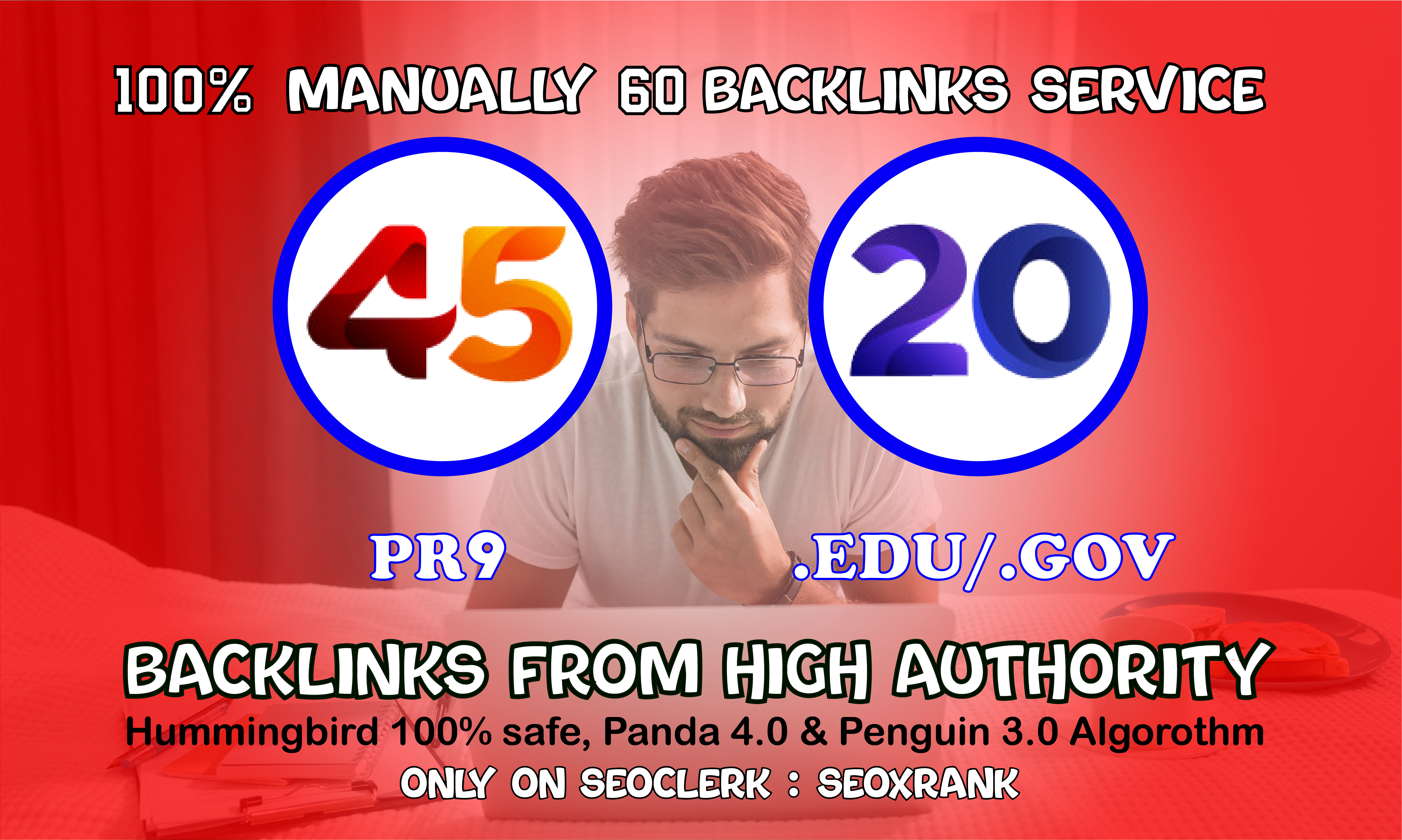 I will manually do 40 PR9 + 20 EDU/GOV Safe SEO High Pr Backlinks Best Results 2021