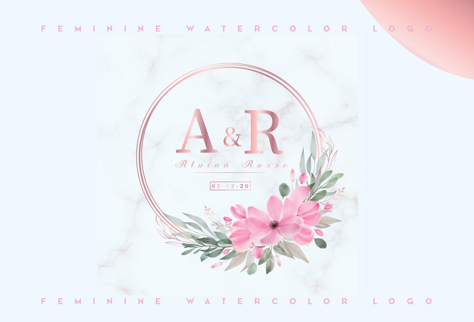 I will design an elegant and feminine watercolor logo