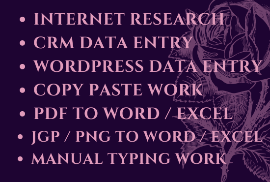 I will do fastest data entry in one day and internet research