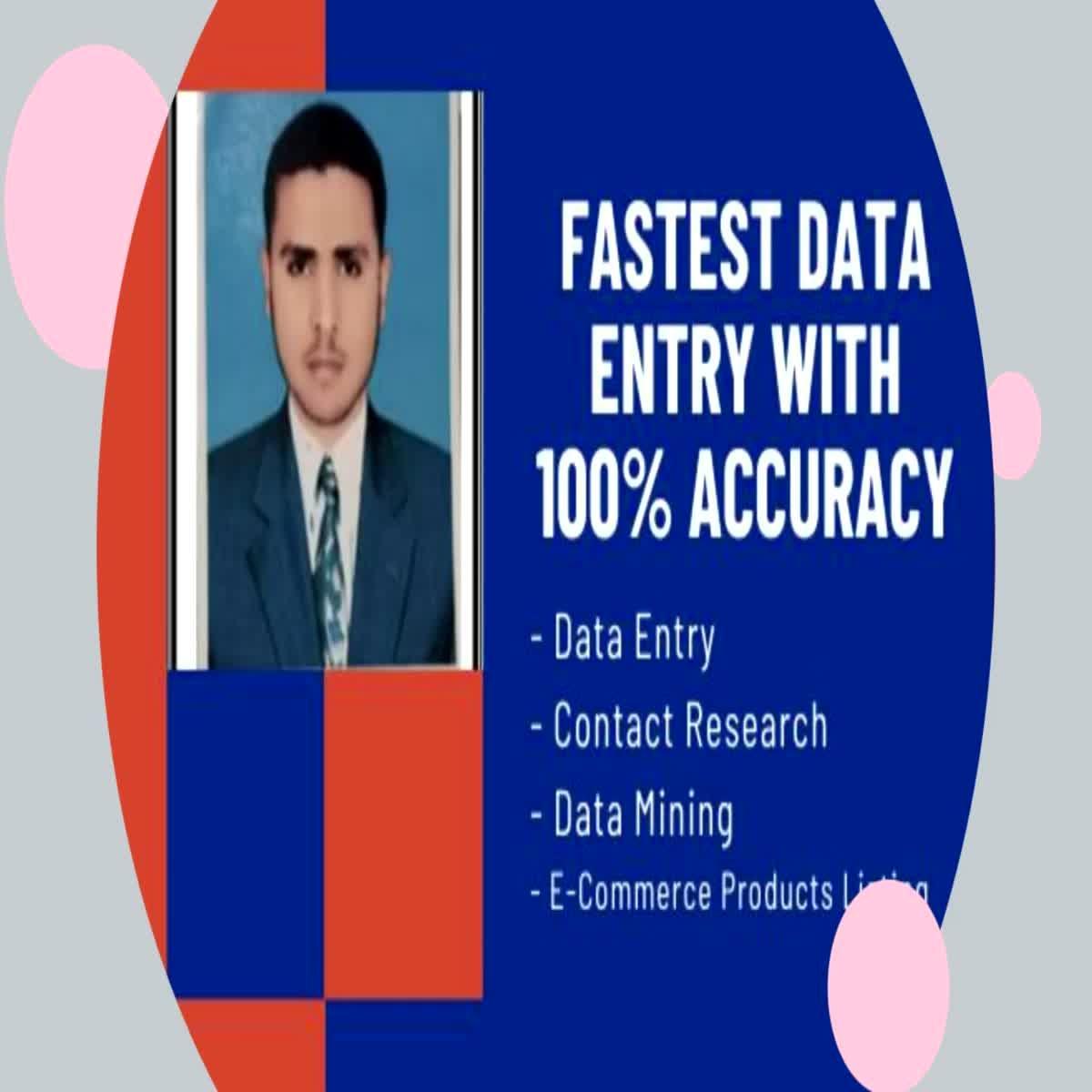 I will do fastest data entry in one day and internet research