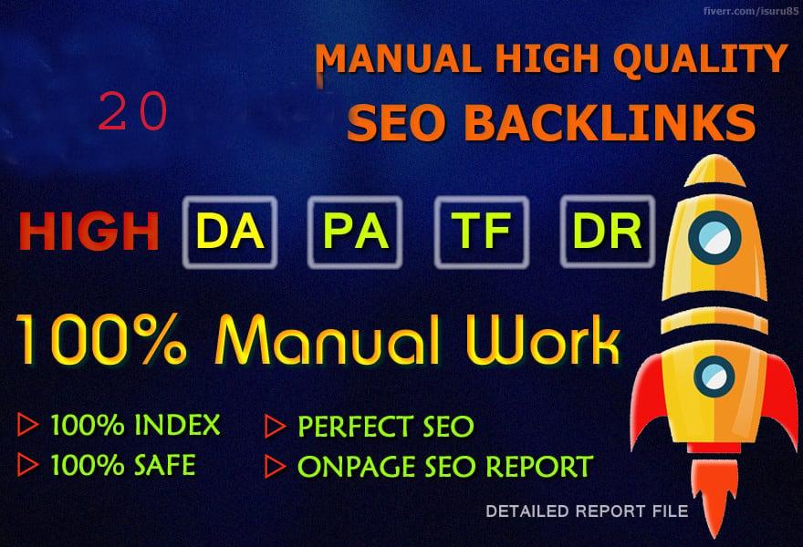 Do 20 manual high domain authority SEO profile backlinks