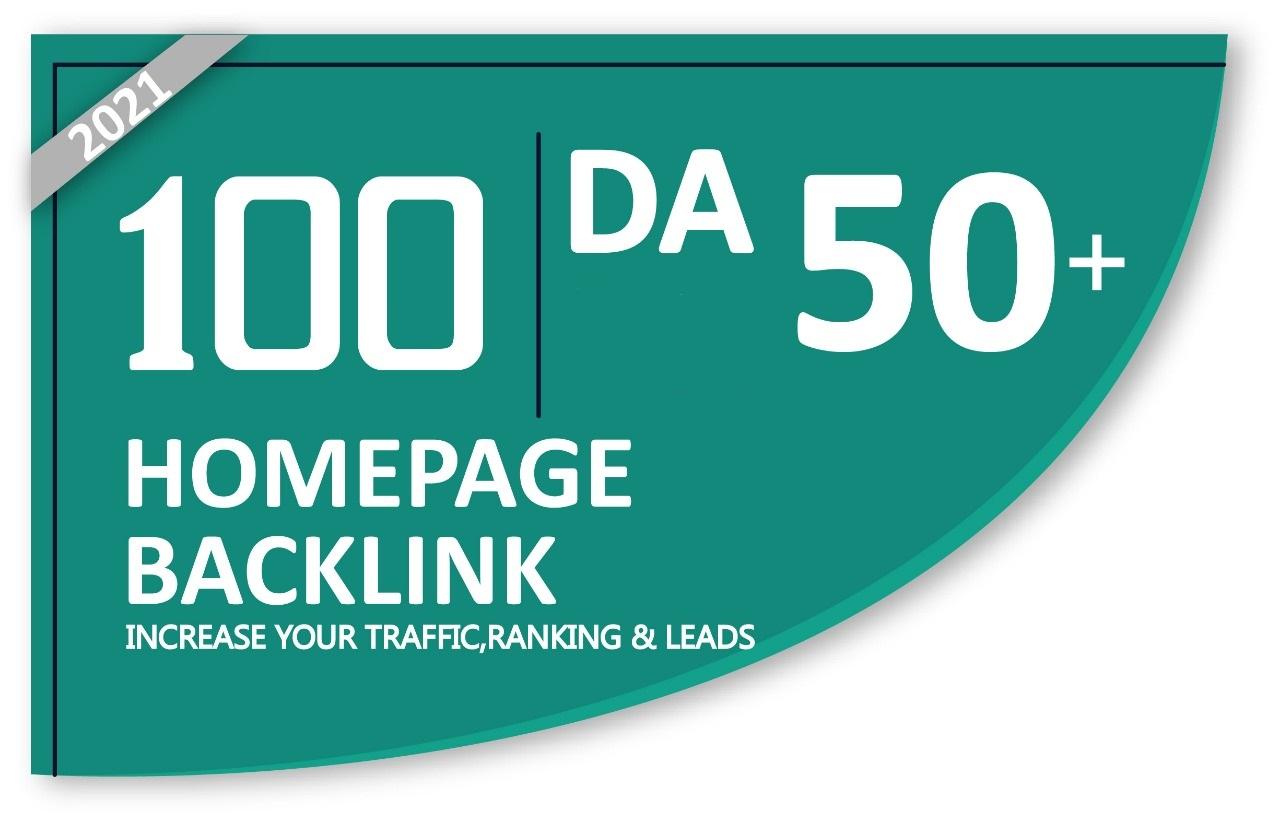 Manually Homepage 100 backlinks DA 50+ Available In Very Cheap Price.