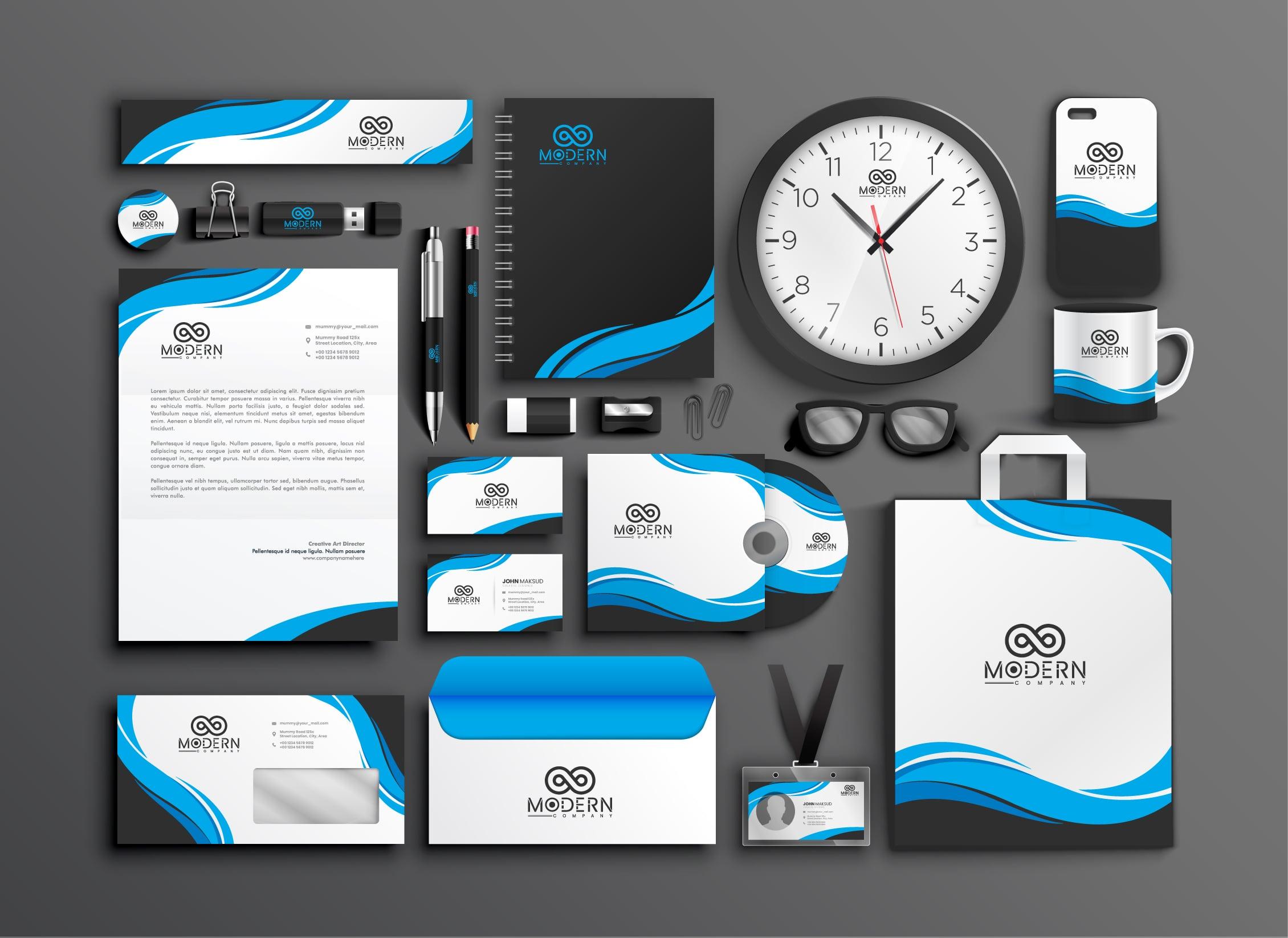 I will design business card, logo invoice, and full stationery items