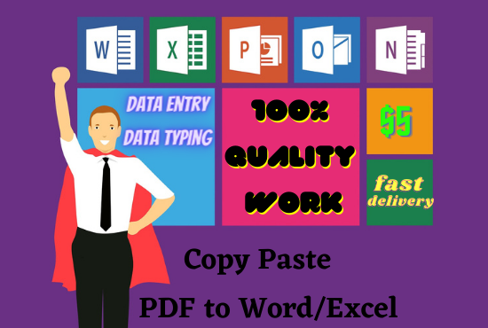 I will do data entry,copy paste on word and excel